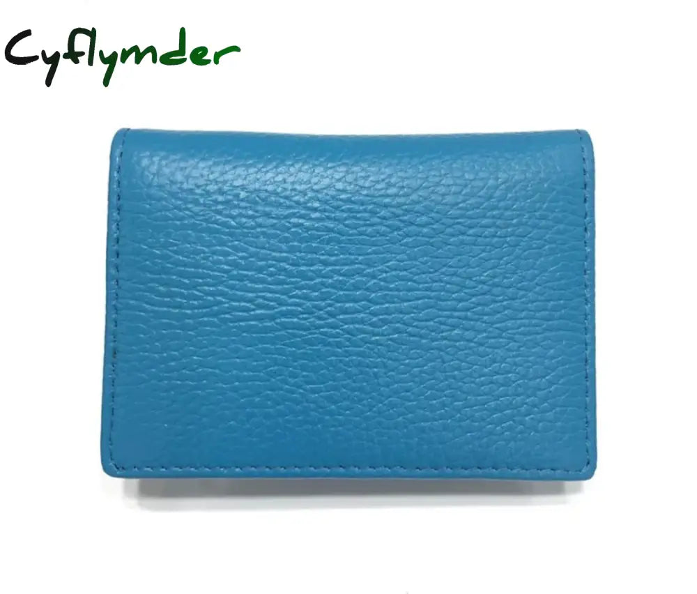 Cyflymder Customized Men Cow Genuine Leather Business Card Holder Women Bifold Credit Case Coin