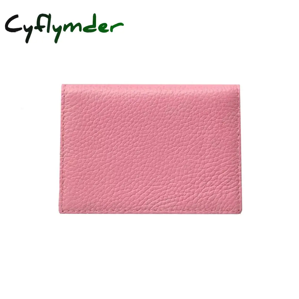 Cyflymder Customized Men Cow Genuine Leather Business Card Holder Women Bifold Credit Case Coin