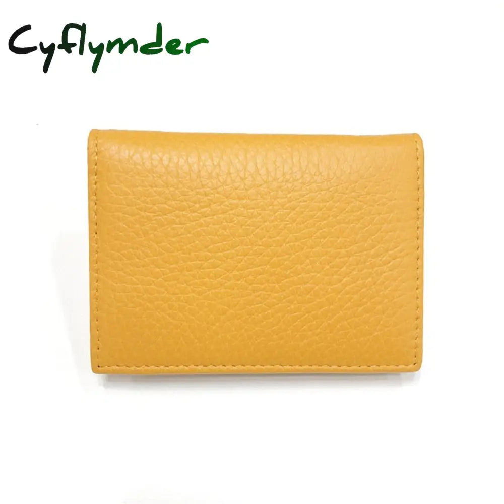 Cyflymder Customized Men Cow Genuine Leather Business Card Holder Women Bifold Credit Case Coin