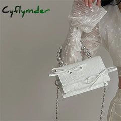 Cyflymder Cute Bowknot Women Small Square Shoulder Bag Fashion Female Beaded Handle Crossbody Bags