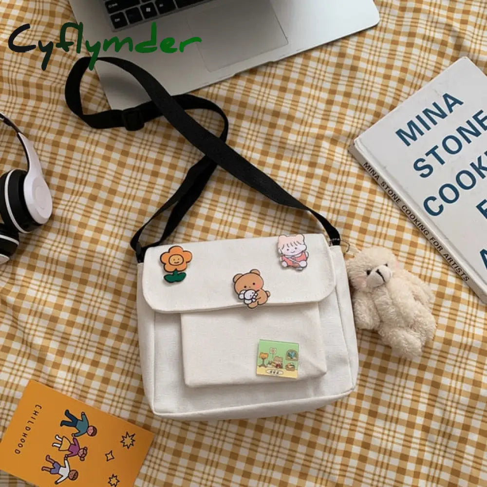 Cyflymder Cute Canvas Small Bag Female New Japanese Harajuku Diagonal Wild Student Girl Shoulder
