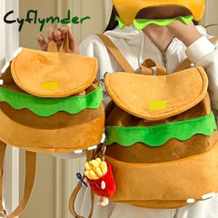 Cyflymder Cute Cartoon Burger Kawaii Funny Shoulder Bag Backpack Women Large Capacity School Bags