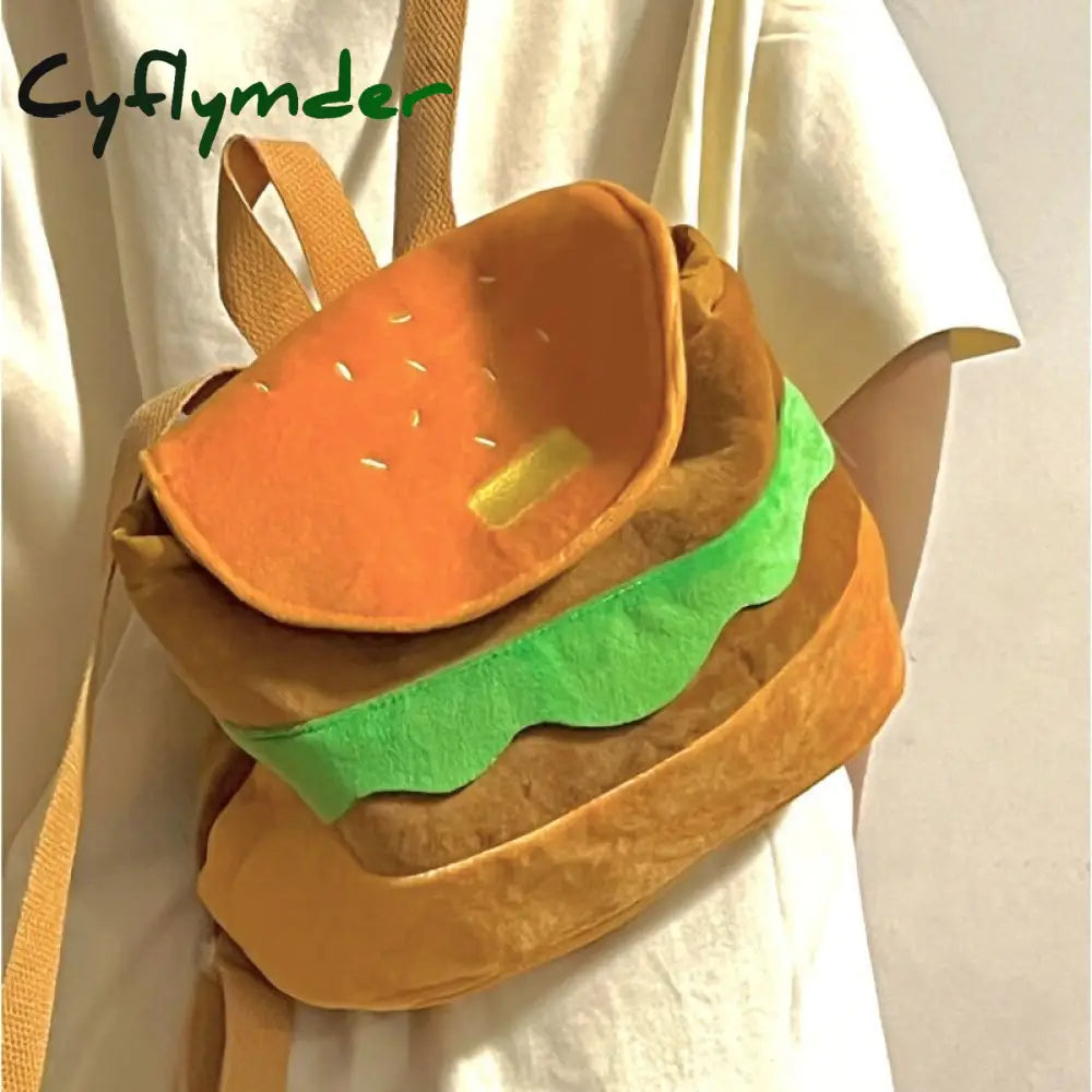 Cyflymder Cute Cartoon Burger Kawaii Funny Shoulder Bag Backpack Women Large Capacity School Bags