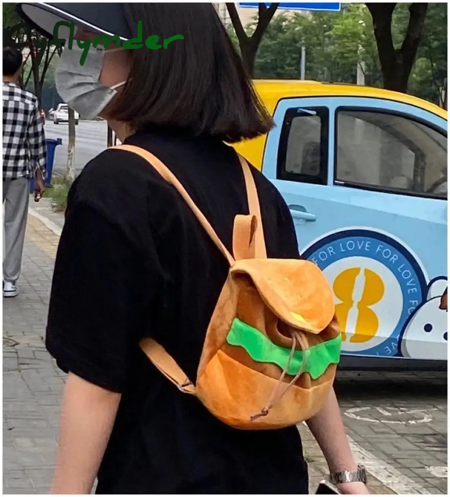 Cyflymder Cute Cartoon Burger Kawaii Funny Shoulder Bag Backpack Women Large Capacity School Bags