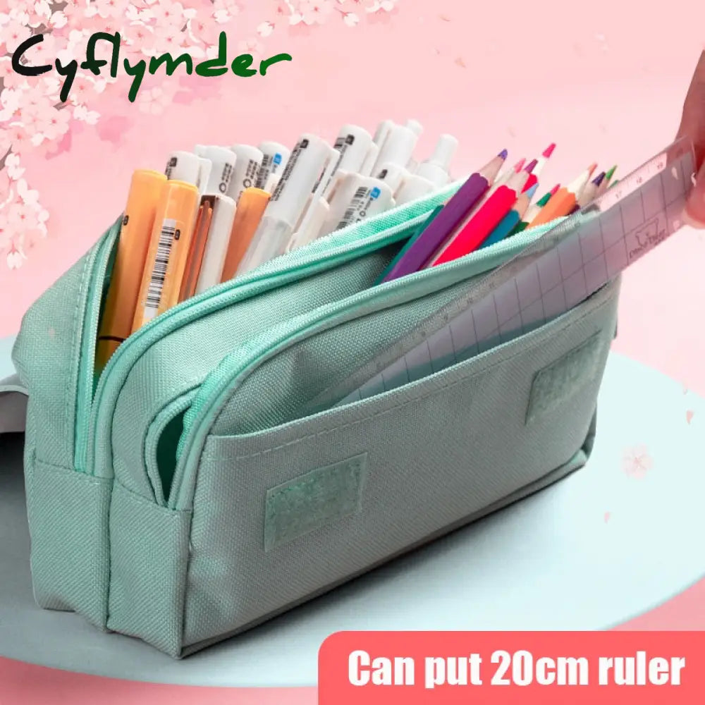 Cyflymder Cute Cat Decompression Pencil Case Big Box Portable Girls Pen Bag Double Layer School