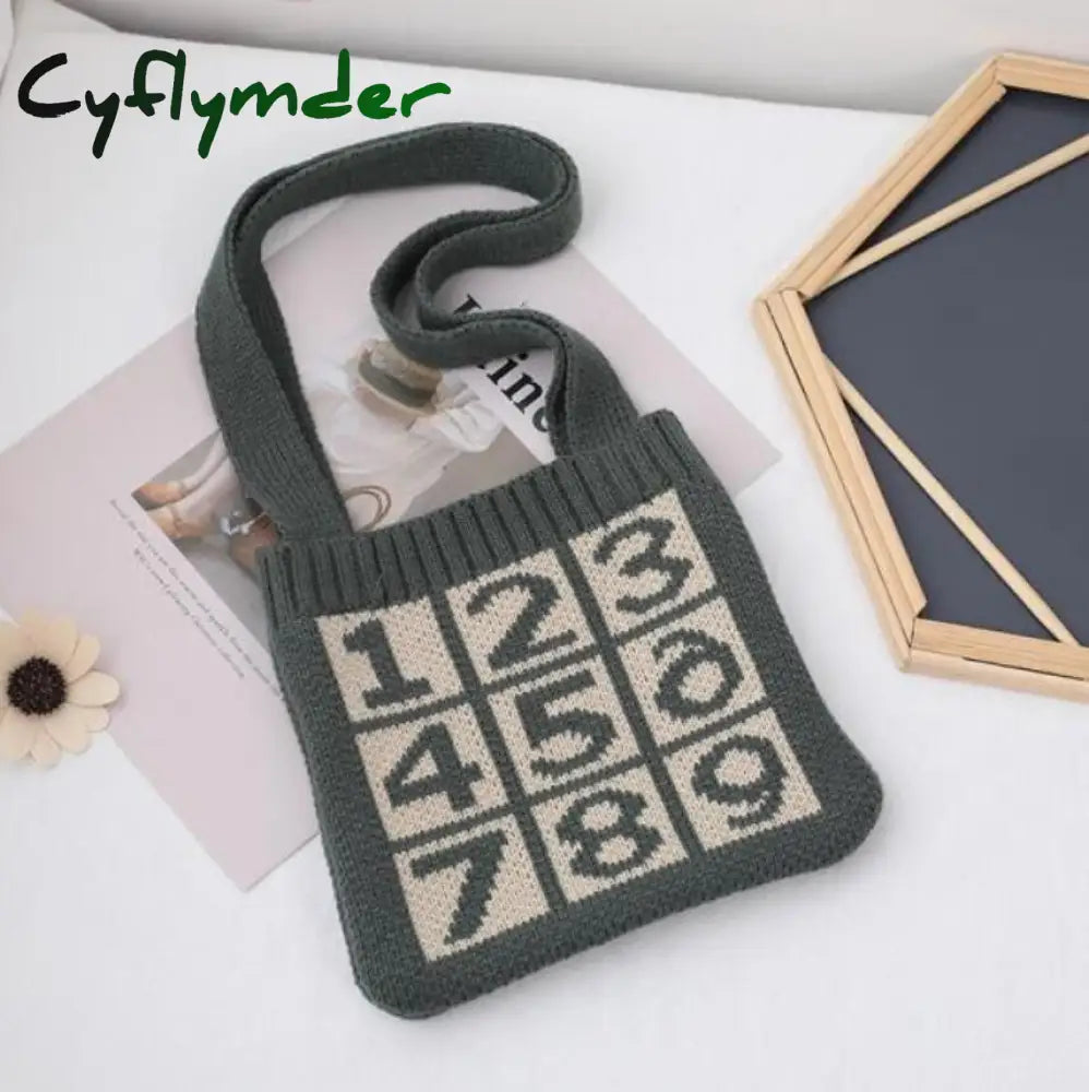 Cyflymder Cute Children Knitted Woolen Shoulder Bags Lovely Cherry Plaid Baby Kids Small Purse