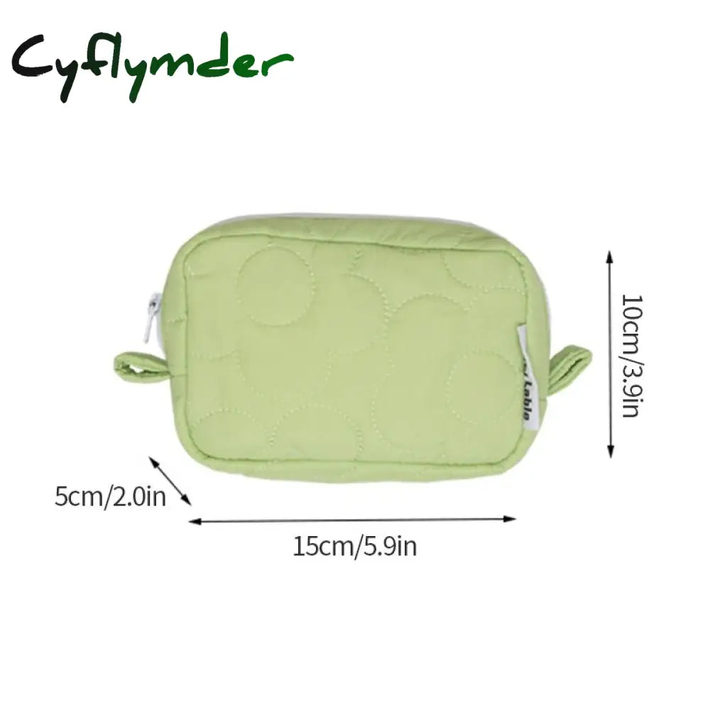 Cyflymder Cute Cosmetic Storage Bag Quilted Flowers Design Soft Comfortable Makeup For Lipstick