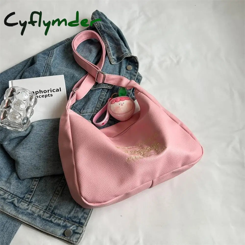 Cyflymder Cute Crossbody Bags Women Simple Kawaii Pu Leather Letters Shoulder Bag Fashion Designer