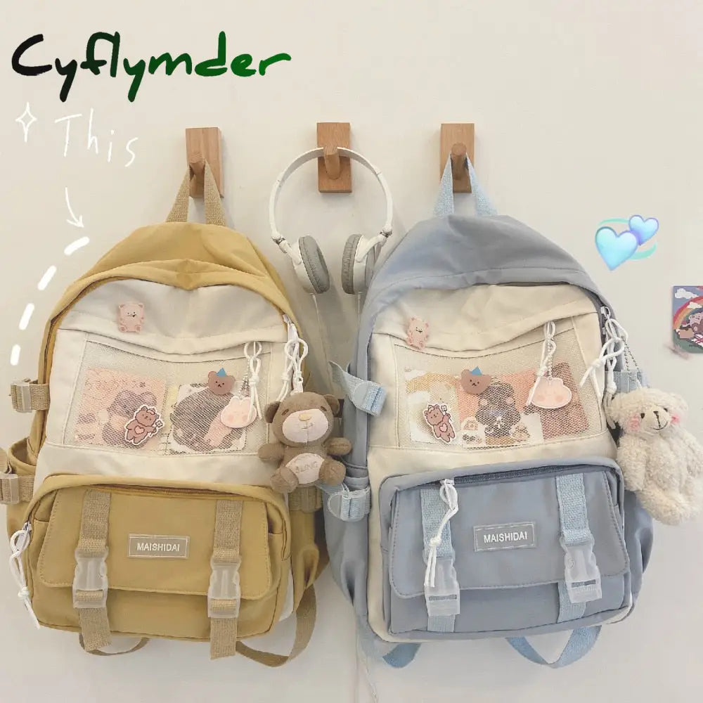 Cyflymder Cute Girls Plaid Backpack Women Large Capacity Simple School Bags For Teens Female Korean