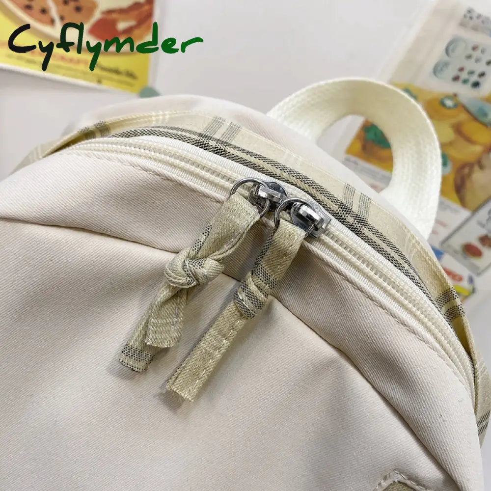 Cyflymder Cute Girls Plaid Backpack Women Large Capacity Simple School Bags For Teens Female Korean