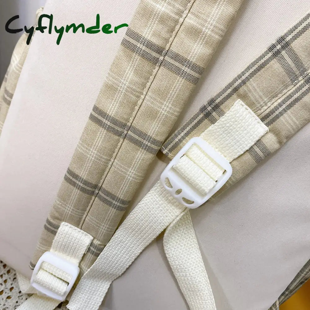 Cyflymder Cute Girls Plaid Backpack Women Large Capacity Simple School Bags For Teens Female Korean