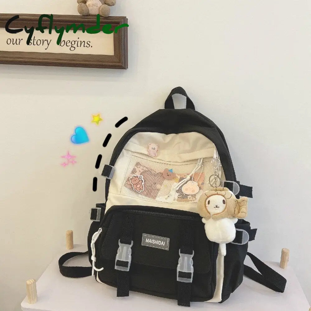 Cyflymder Cute Girls Plaid Backpack Women Large Capacity Simple School Bags For Teens Female Korean