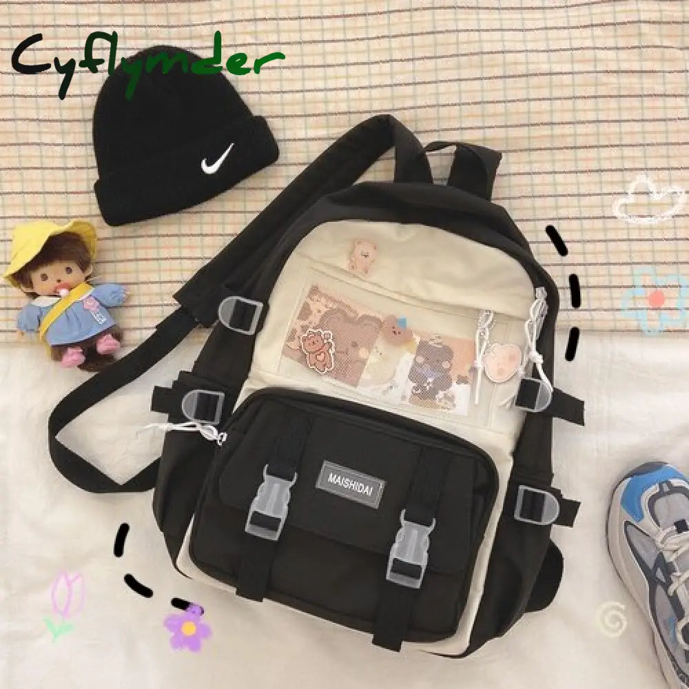 Cyflymder Cute Girls Plaid Backpack Women Large Capacity Simple School Bags For Teens Female Korean