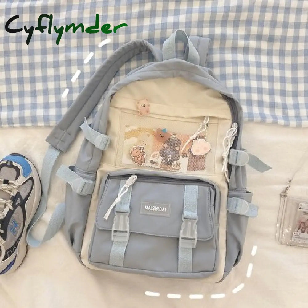 Cyflymder Cute Girls Plaid Backpack Women Large Capacity Simple School Bags For Teens Female Korean