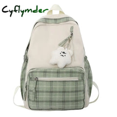 Cyflymder Cute Girls Plaid Backpack Women Large Capacity Simple School Bags For Teens Female Korean