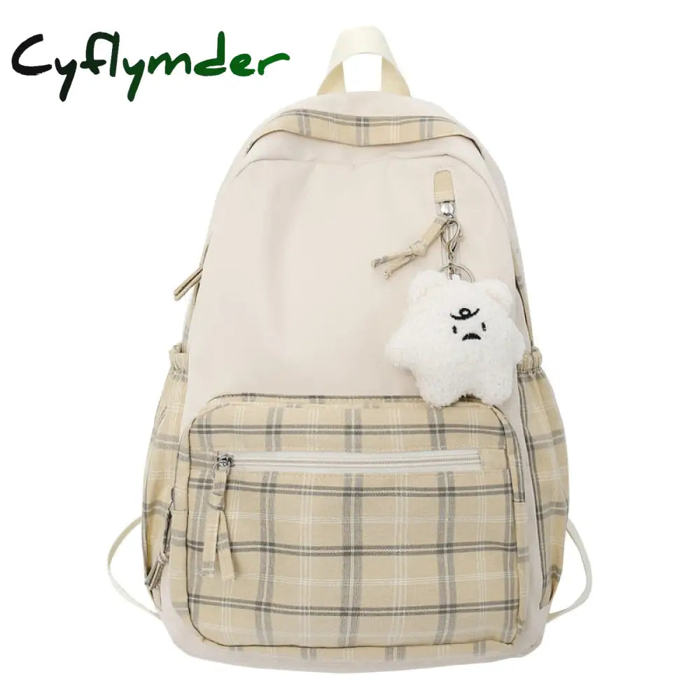 Cyflymder Cute Girls Plaid Backpack Women Large Capacity Simple School Bags For Teens Female Korean