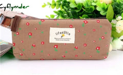 Cyflymder Cute Kawaii Floral Flower Canvas Zipper Pencil Cases Lovely Fabric Tree Pen Bags School