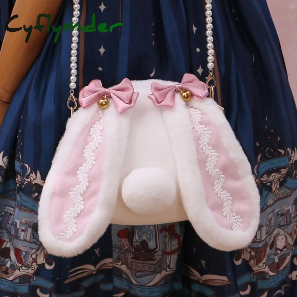 Cyflymder Cute Kawaii Plush Messenger Bag Sweet Lolita Soft Girl Furry Shoulder Handbag Cosplay