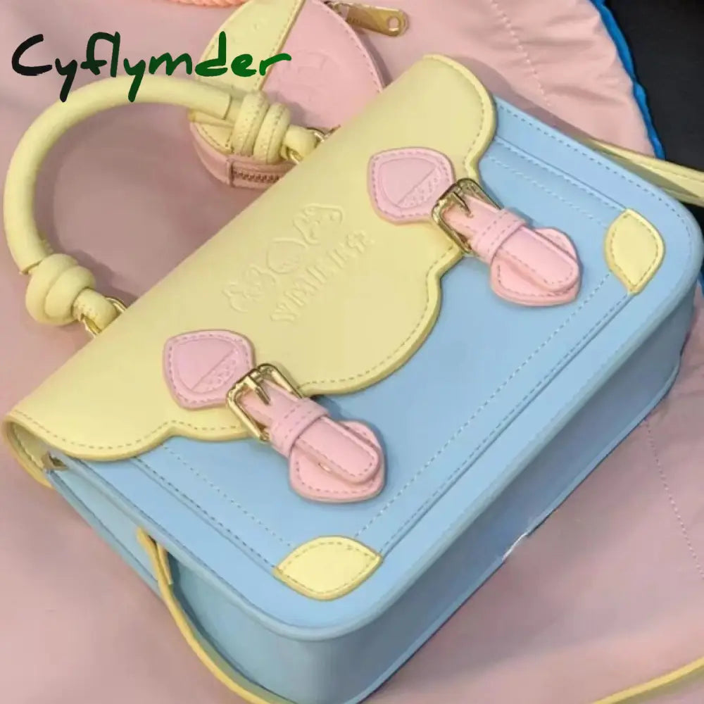 Cyflymder Cute Kawaii Shoulder Bag Animal Letter Print Colorblock Crossbody Summer Youthful Casual
