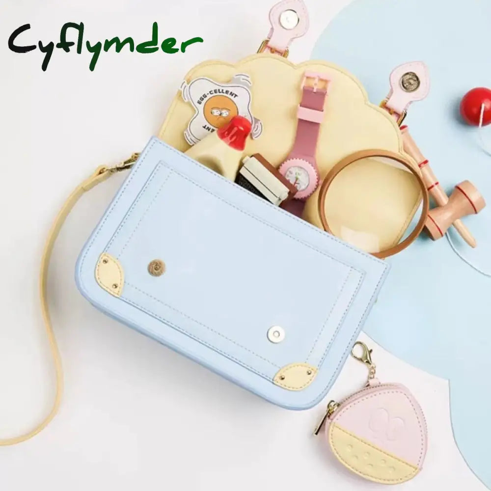 Cyflymder Cute Kawaii Shoulder Bag Animal Letter Print Colorblock Crossbody Summer Youthful Casual