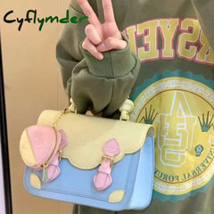 Cyflymder Cute Kawaii Shoulder Bag Animal Letter Print Colorblock Crossbody Summer Youthful Casual