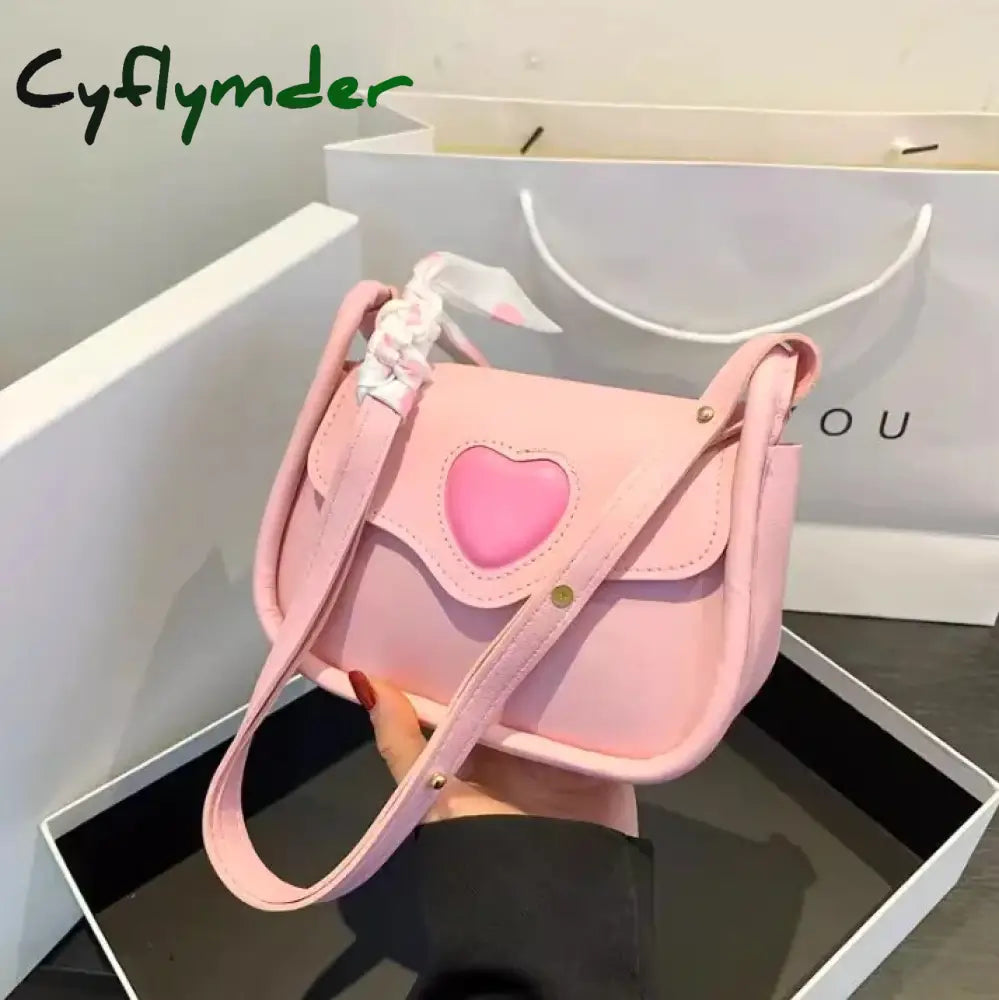 Cyflymder Cute Love Heart Women’s Small Square Shoulder Bags Fashion Female Messenger Bag Simple