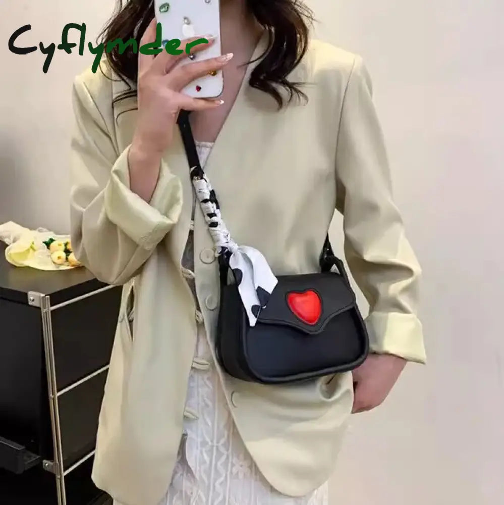 Cyflymder Cute Love Heart Women’s Small Square Shoulder Bags Fashion Female Messenger Bag Simple