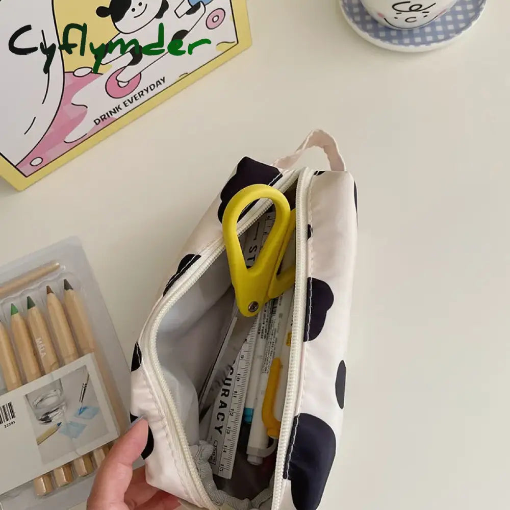 Cyflymder Cute Milk Cow Pencil Case Ins Style Bag Decoration Storage Girl Kawaii Stationery School