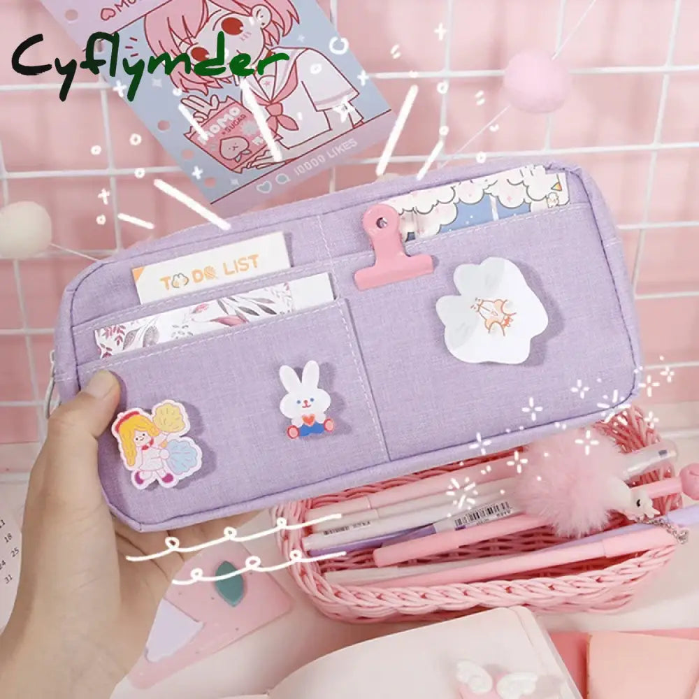 Cyflymder Cute Pencil Case Trousse Scolaire Pencil Cases For Girls Random Brooch Estojo Escolar Pencilcase Kawaii