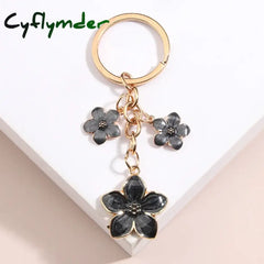 Cyflymder Cute Plant Keychain Sakura Flower Key Ring Enamel Chains For Women Girls Handbag