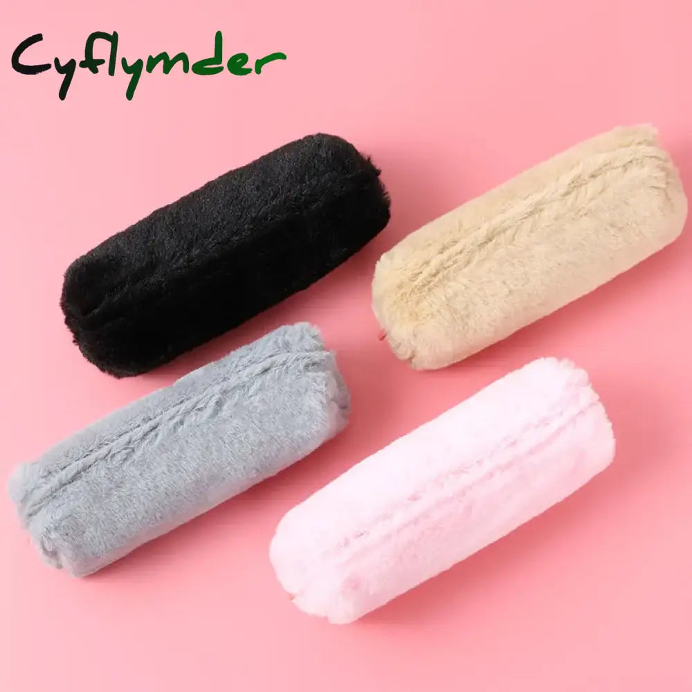 Cyflymder Cute Plush Pencil Pouch Pen Bag For Girls Kawaii Stationery Large Capacity Case Box