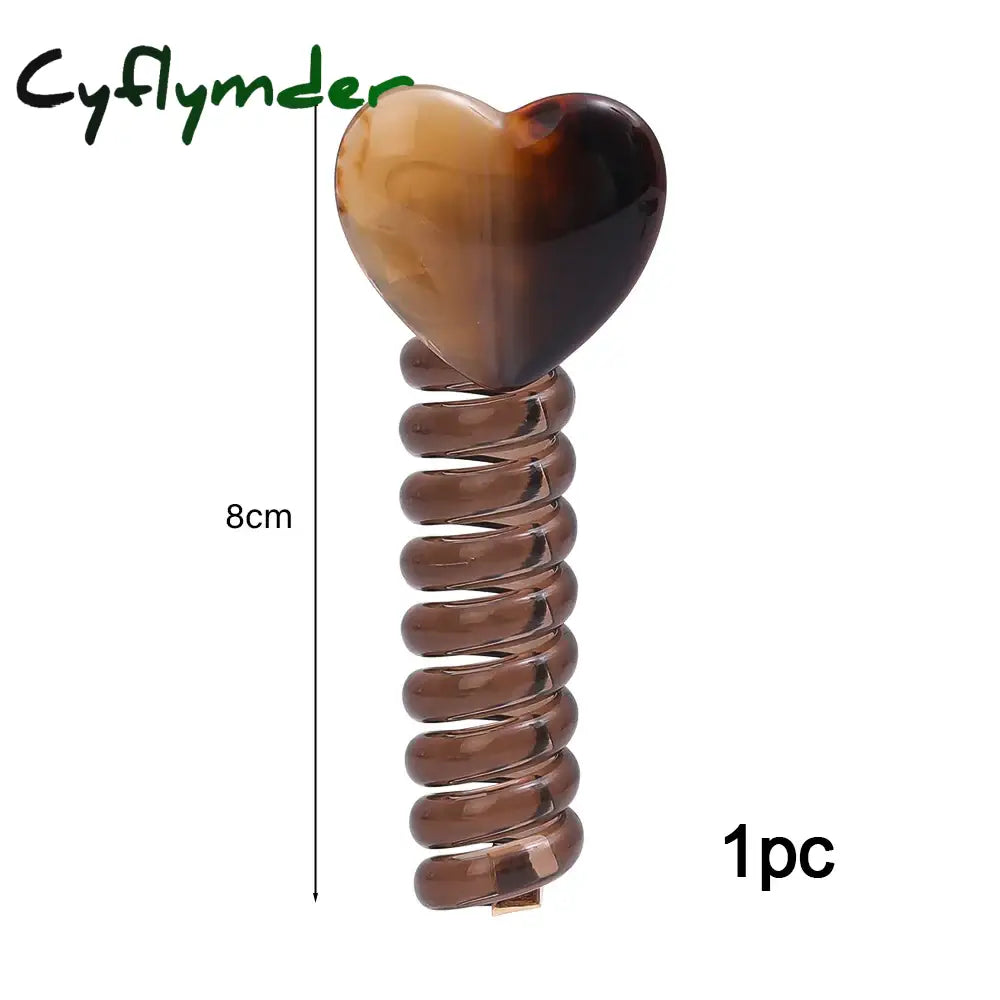 Cyflymder Cute Ponytail Elastic Spiral Holder Japanese Fashion Style Heart Hair Tie for Girls Women Hair Band