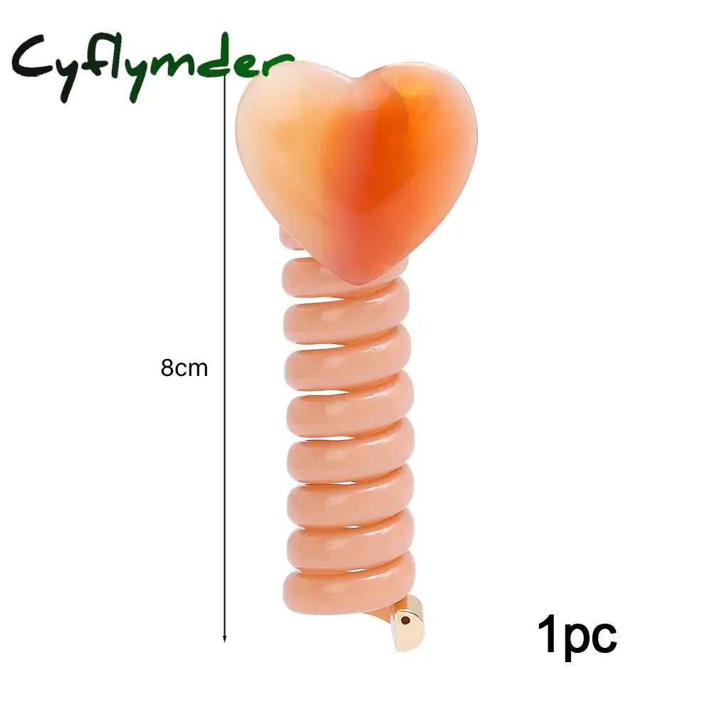 Cyflymder Cute Ponytail Elastic Spiral Holder Japanese Fashion Style Heart Hair Tie for Girls Women Hair Band