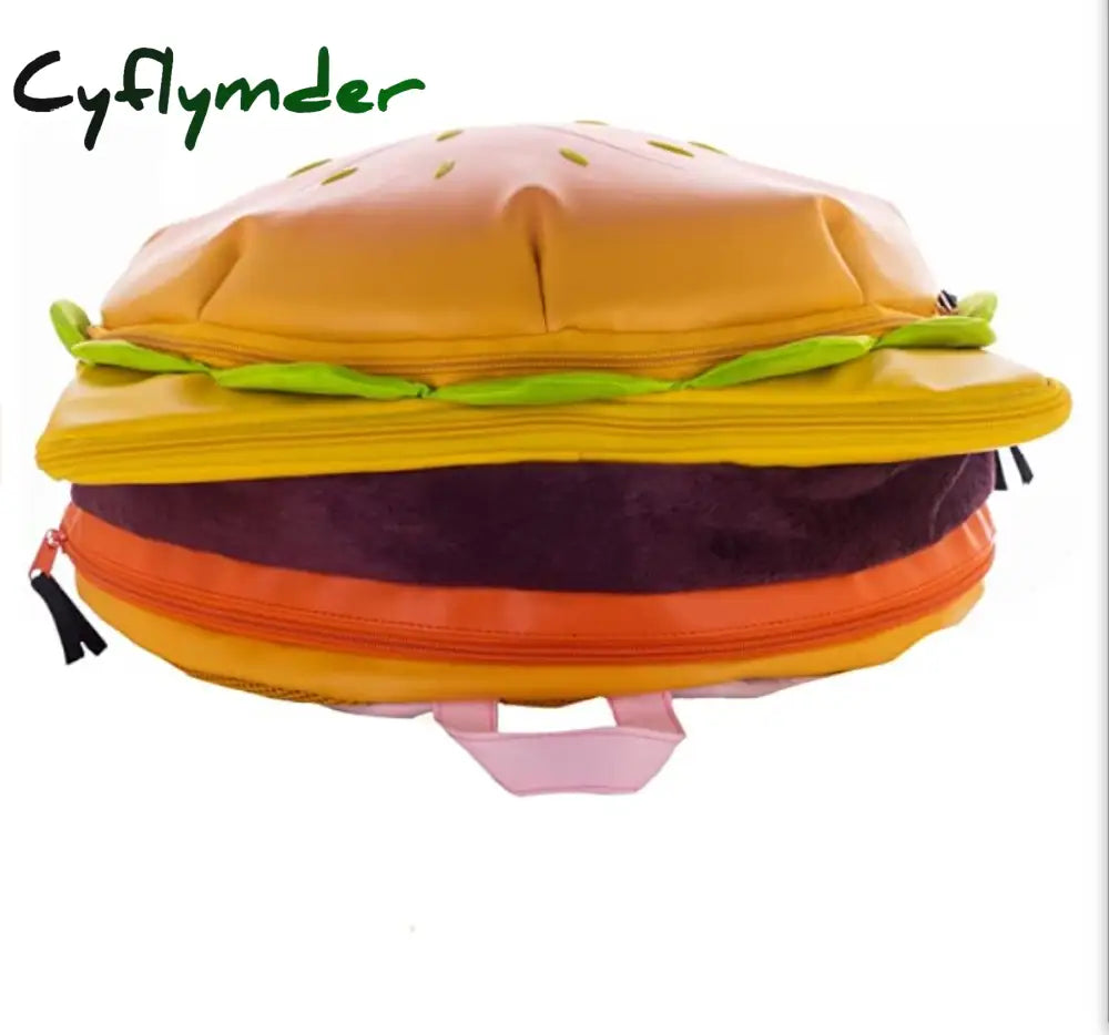 Cyflymder Cute Retro Hamburger Kawaii Shoulder Bag High Capacity Pu Leather Student Backpack Women