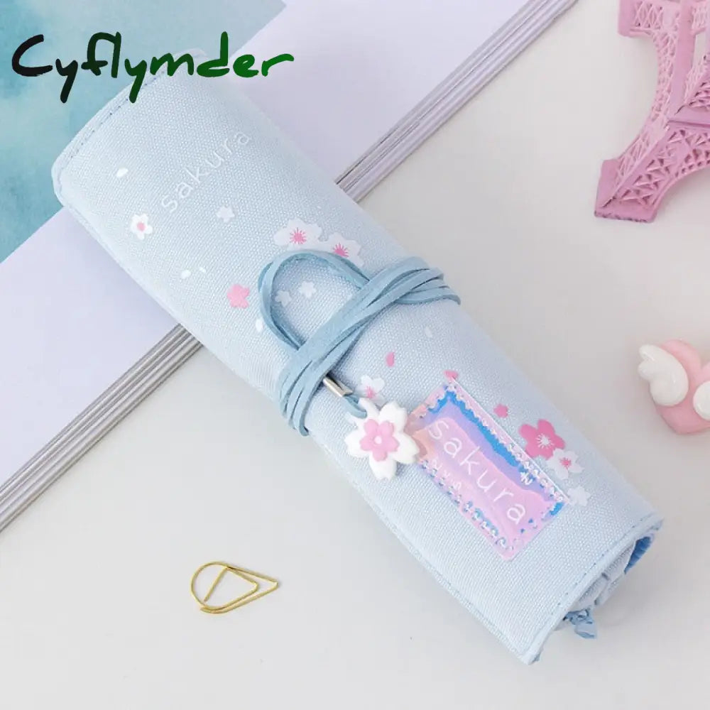 Cyflymder Cute Sakura Large-Capacity Pen Curtain Pencil Case Stationery For Girls Student School