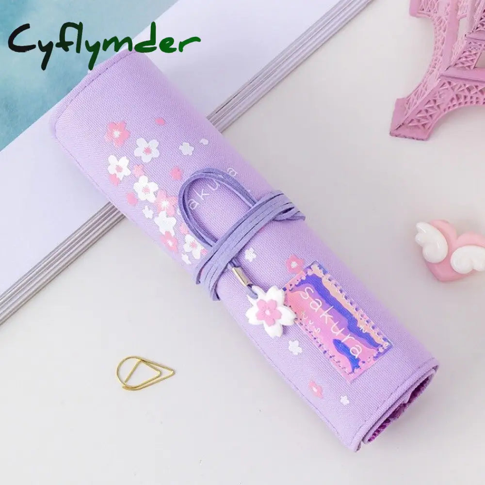 Cyflymder Cute Sakura Large-Capacity Pen Curtain Pencil Case Stationery For Girls Student School