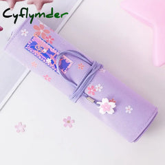 Cyflymder Cute Sakura Large-Capacity Pen Curtain Pencil Case Stationery For Girls Student School