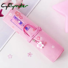 Cyflymder Cute Sakura Large-Capacity Pen Curtain Pencil Case Stationery For Girls Student School