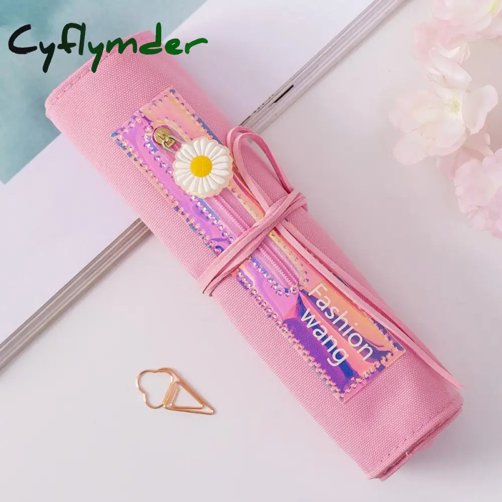 Cyflymder Cute Sakura Large-Capacity Pen Curtain Pencil Case Stationery For Girls Student School