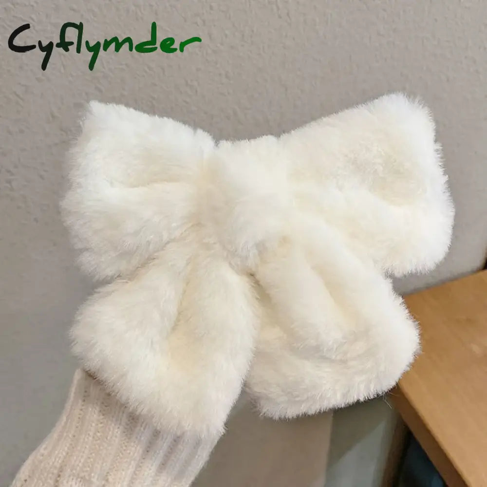 Cyflymder cute winter outfits Autumn/Winter Large Plush Hairbows Girls Hair Accessori Women Fashion Soft Warm Bowknot