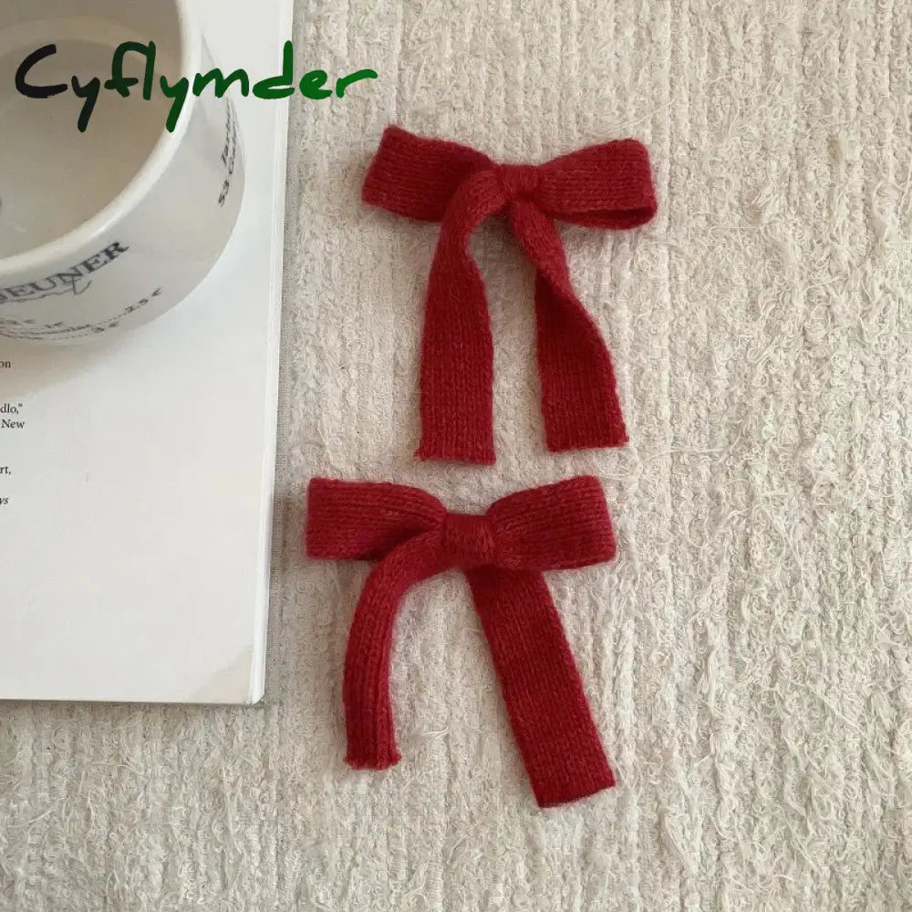Cyflymder cute winter outfits Autumn/Winter Large Plush Hairbows Girls Hair Accessori Women Fashion Soft Warm Bowknot