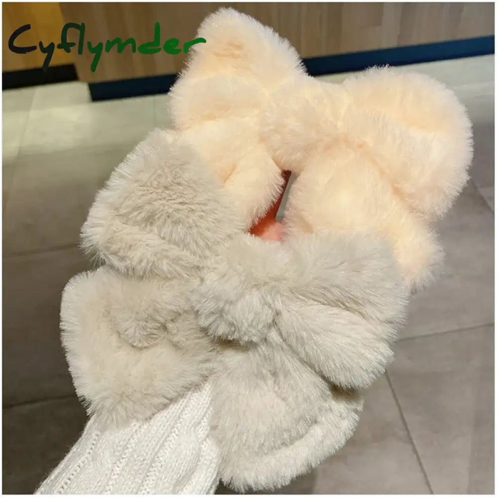 Cyflymder cute winter outfits Autumn/Winter Large Plush Hairbows Girls Hair Accessori Women Fashion Soft Warm Bowknot