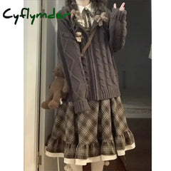 Cyflymder cute winter outfits Autumn Winter Two-piece Set/single Piece Women Vintage Temperament High-grade Dress