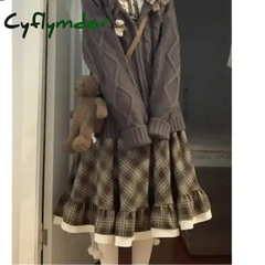 Cyflymder cute winter outfits Autumn Winter Two-piece Set/single Piece Women Vintage Temperament High-grade Dress