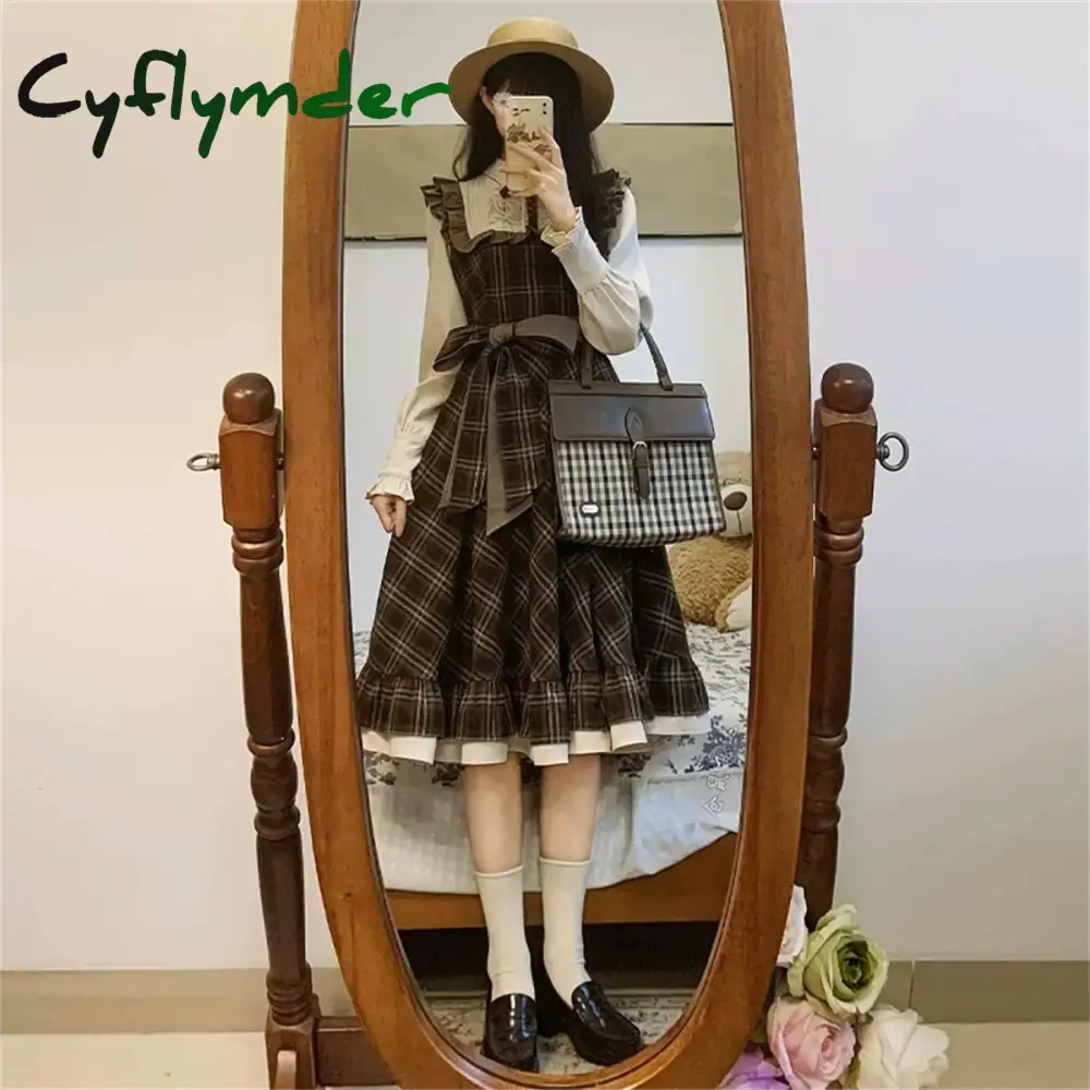 Cyflymder cute winter outfits Autumn Winter Two-piece Set/single Piece Women Vintage Temperament High-grade Dress