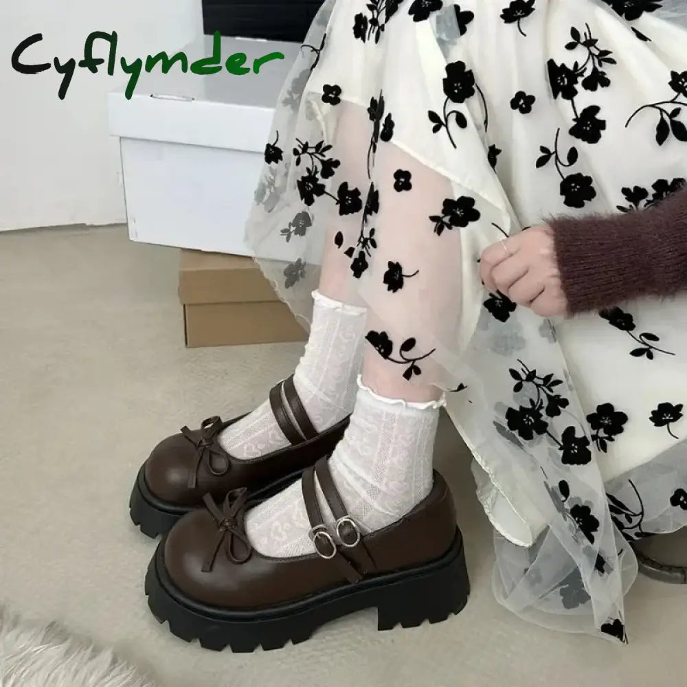 Cyflymder cute winter outfits Casual Woman Shoe Round Toe Shallow Mouth Pumps Platform All-Match Female Footwear