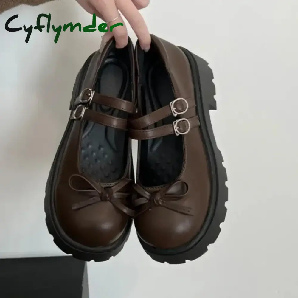 Cyflymder cute winter outfits Casual Woman Shoe Round Toe Shallow Mouth Pumps Platform All-Match Female Footwear