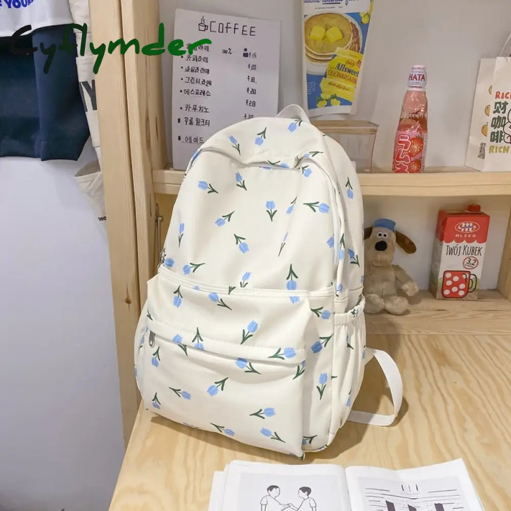 Cyflymder Cute Women Backpack Nylon Female Casual Travel Bag High Quality Flower School For Teenage