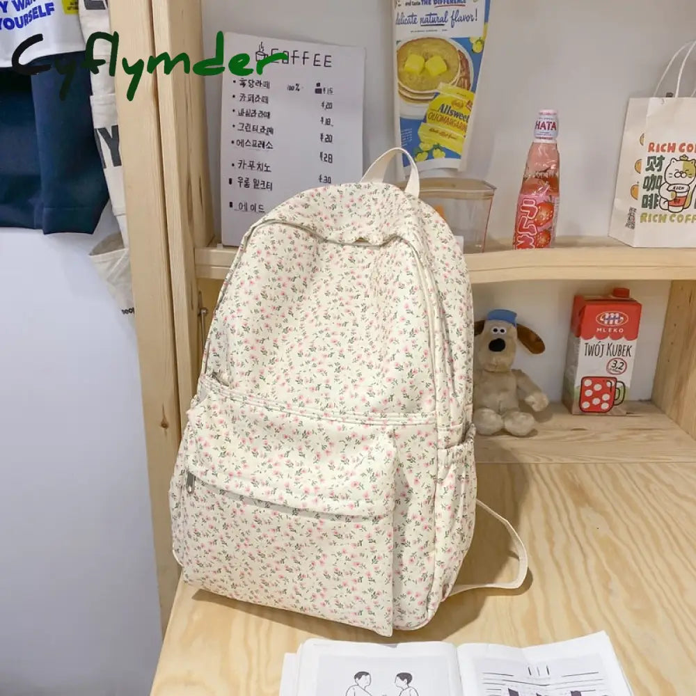 Cyflymder Cute Women Backpack Nylon Female Casual Travel Bag High Quality Flower School For Teenage