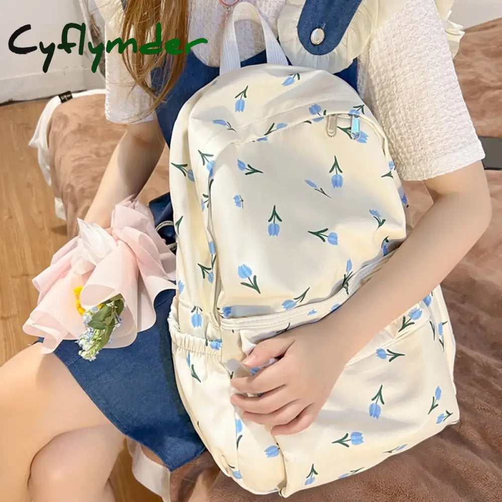 Cyflymder Cute Women Backpack Nylon Female Casual Travel Bag High Quality Flower School For Teenage